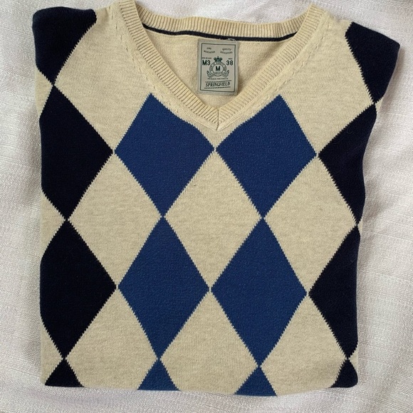 Cotton long sleeved argyle sweater - Picture 5 of 10